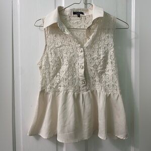 Lace Collared Shirt S